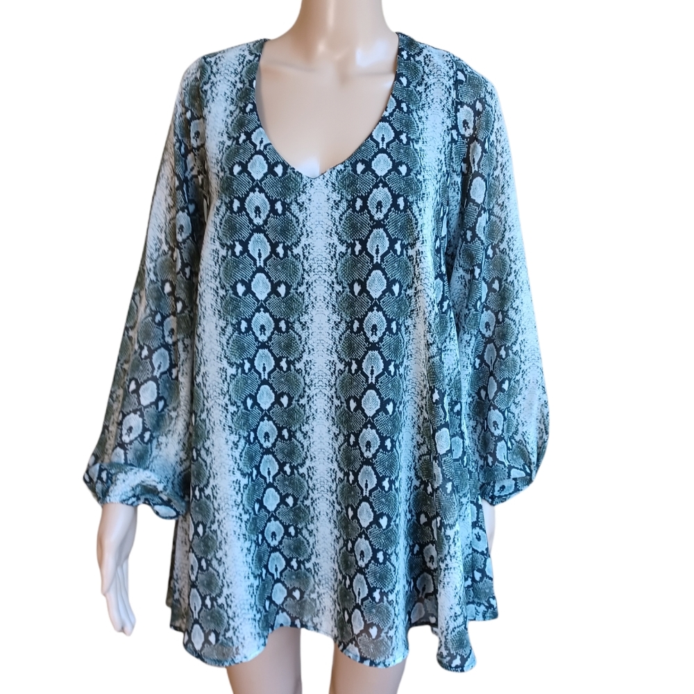 Show Me Your Mumu Boho Snake Print Tunic Top Size XS